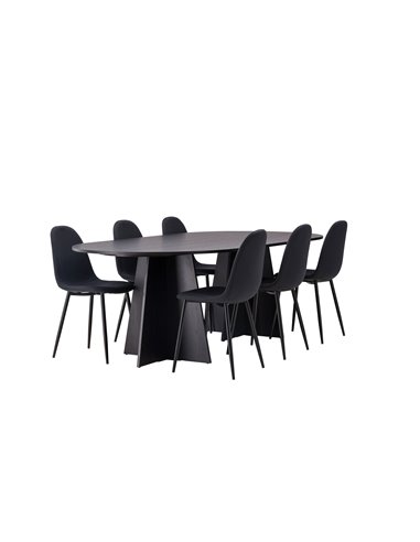 Matgrupp Bootcut med Polar matstolar, 230 × 115 cm