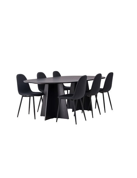 Matgrupp Bootcut med Polar matstolar, 230 × 115 cm