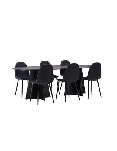 Matgrupp Bootcut med Polar matstolar, 230 × 115 cm