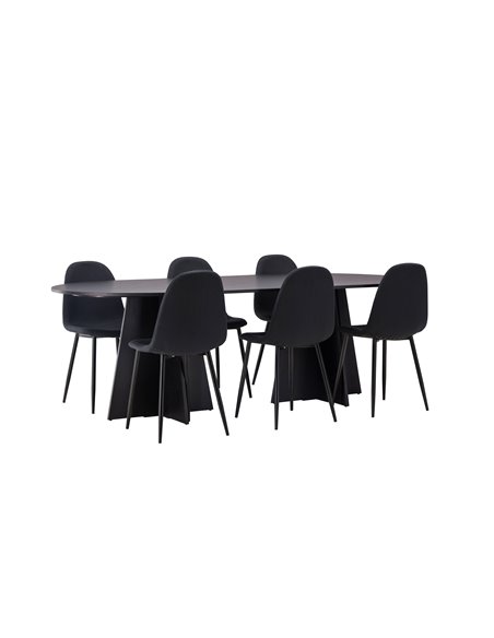 Matgrupp Bootcut med Polar matstolar, 230 × 115 cm