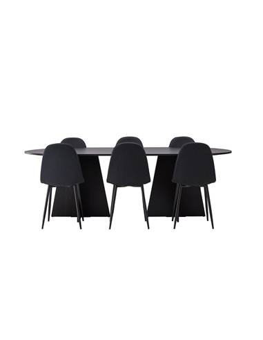 Matgrupp Bootcut med Polar matstolar, 230 × 115 cm