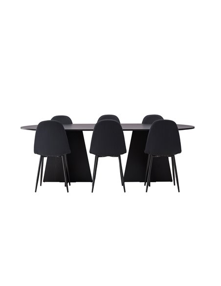 Matgrupp Bootcut med Polar matstolar, 230 × 115 cm