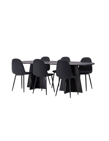 Matgrupp Bootcut med Polar matstolar, 230 × 115 cm