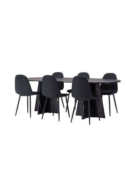 Matgrupp Bootcut med Polar matstolar, 230 × 115 cm