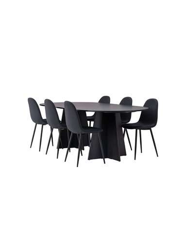 Matgrupp Bootcut med Polar matstolar, 230 × 115 cm