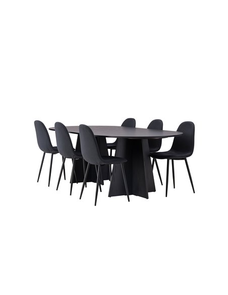 Matgrupp Bootcut med Polar matstolar, 230 × 115 cm