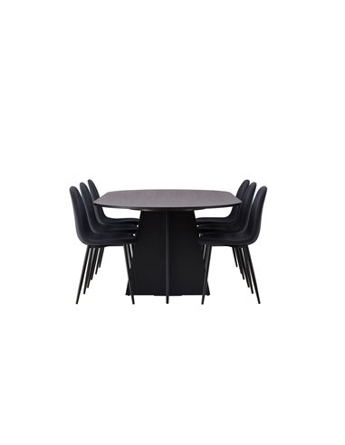 Matgrupp Bootcut med Polar matstolar, 230 × 115 cm