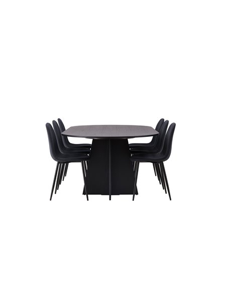 Matgrupp Bootcut med Polar matstolar, 230 × 115 cm