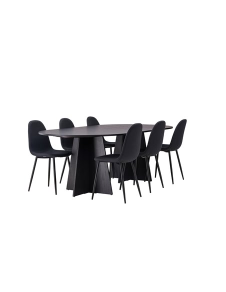 Matgrupp Bootcut med Polar matstolar, 230 × 115 cm