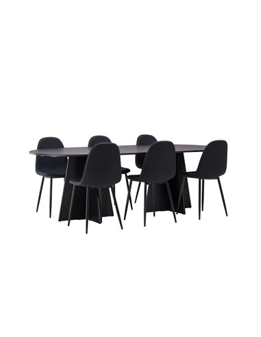 Matgrupp Bootcut med Polar matstolar, 230 × 115 cm