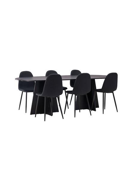 Matgrupp Bootcut med Polar matstolar, 230 × 115 cm