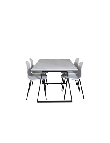 Matgrupp Estelle med Arctic matstolar, 140 × 90 cm