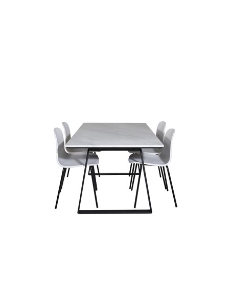 Matgrupp Estelle med Arctic matstolar, 140 × 90 cm