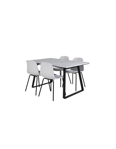 Matgrupp Estelle med Arctic matstolar, 140 × 90 cm
