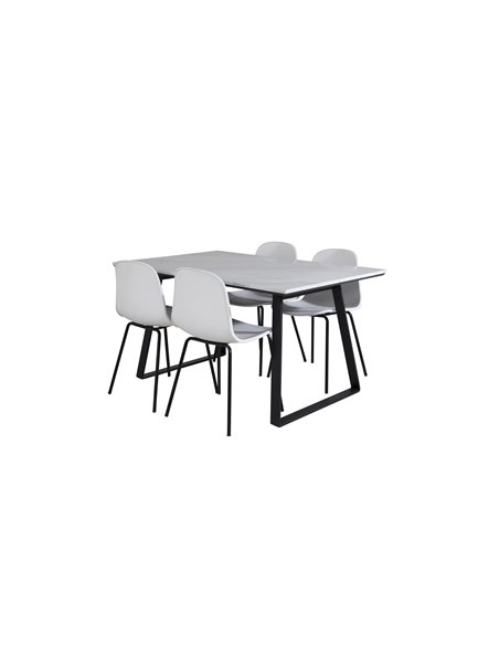 Matgrupp Estelle med Arctic matstolar, 140 × 90 cm