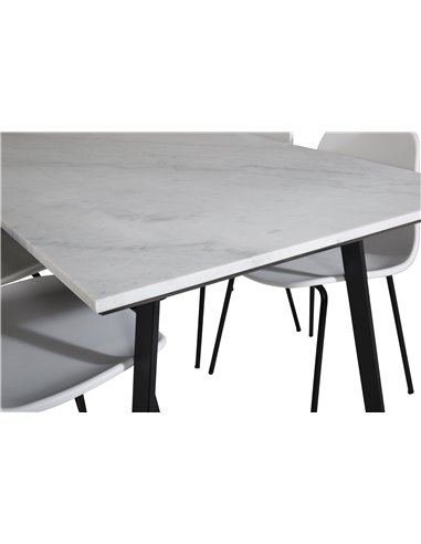 Matgrupp Estelle med Arctic matstolar, 140 × 90 cm
