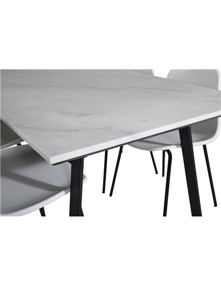 Matgrupp Estelle med Arctic matstolar, 140 × 90 cm