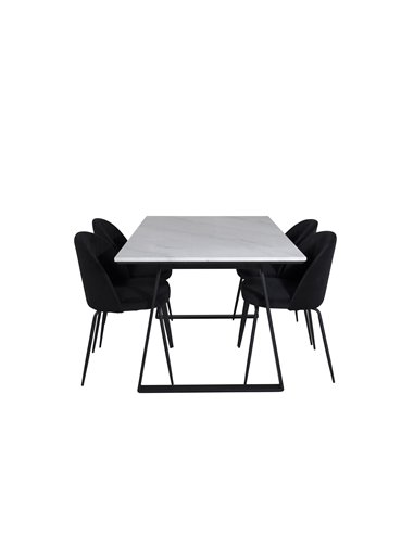 Matgrupp Estelle med Wrinkles matstolar, 140 × 90 cm