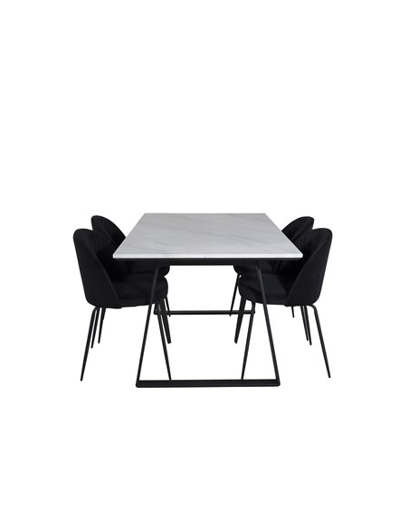 Matgrupp Estelle med Wrinkles matstolar, 140 × 90 cm