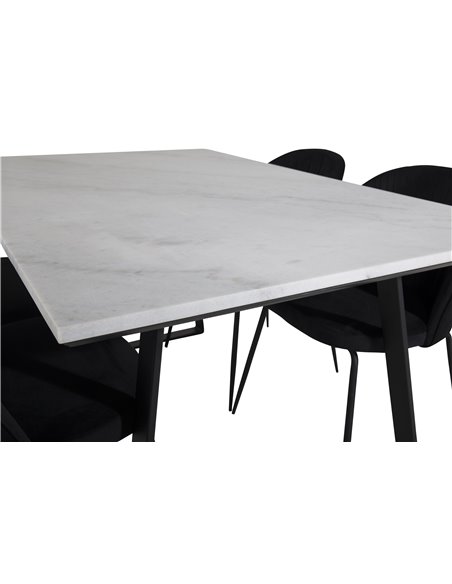 Matgrupp Estelle med Wrinkles matstolar, 140 × 90 cm