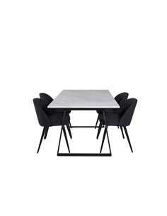 Matgrupp Estelle med Velvet matstolar, 140 × 90 cm