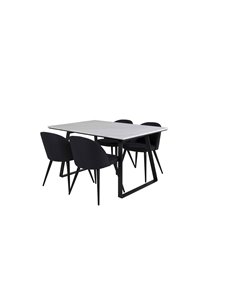 Matgrupp Estelle med Velvet matstolar, 140 × 90 cm 2