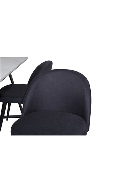 Matgrupp Estelle med Velvet matstolar, 140 × 90 cm