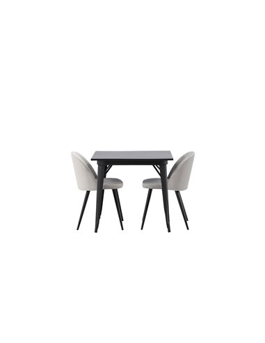 Matgrupp Tempe med Velvet matstolar, 80 × 80 cm