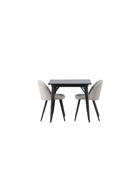 Matgrupp Tempe med Velvet matstolar, 80 × 80 cm