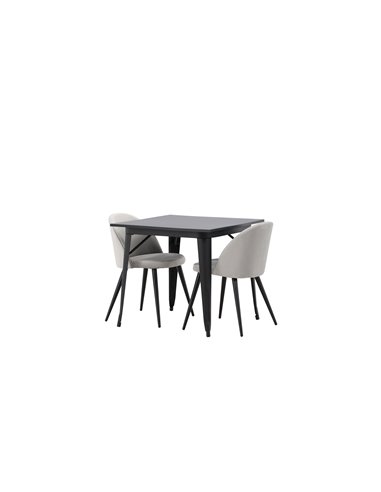 Matgrupp Tempe med Velvet matstolar, 80 × 80 cm