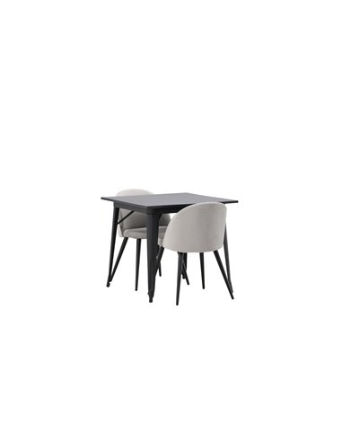 Matgrupp Tempe med Velvet matstolar, 80 × 80 cm