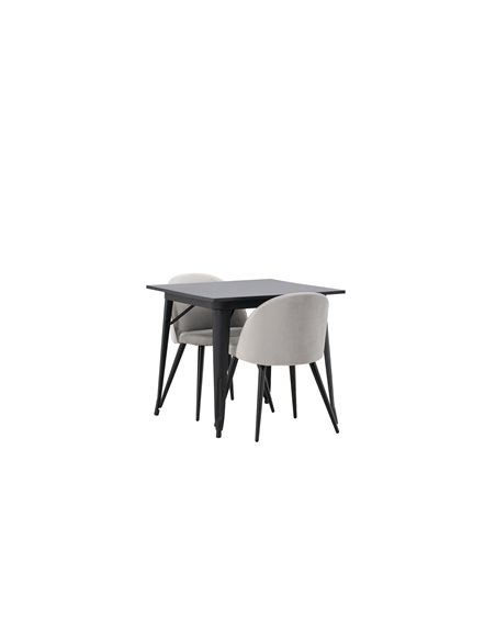 Matgrupp Tempe med Velvet matstolar, 80 × 80 cm