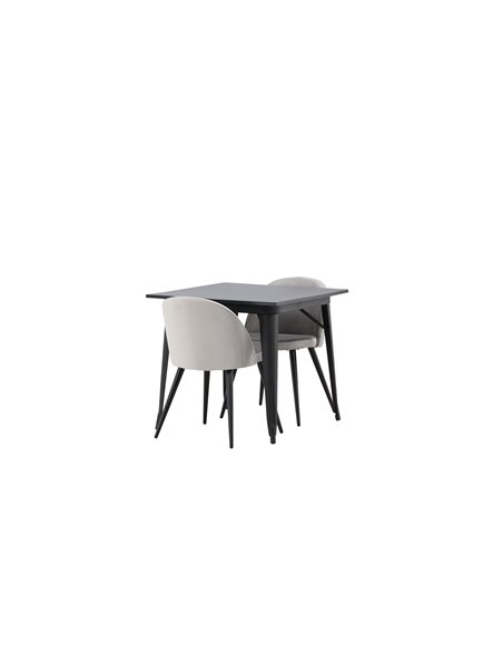 Matgrupp Tempe med Velvet matstolar, 80 × 80 cm