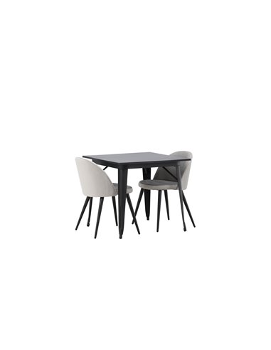 Matgrupp Tempe med Velvet matstolar, 80 × 80 cm