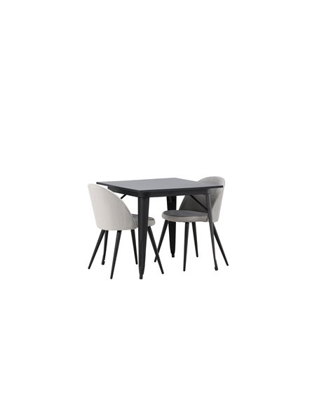 Matgrupp Tempe med Velvet matstolar, 80 × 80 cm