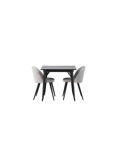 Matgrupp Tempe med Velvet matstolar, 80 × 80 cm