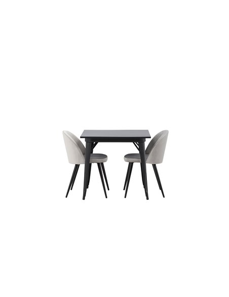 Matgrupp Tempe med Velvet matstolar, 80 × 80 cm