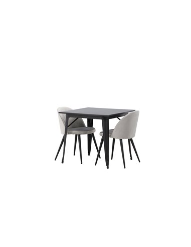 Matgrupp Tempe med Velvet matstolar, 80 × 80 cm