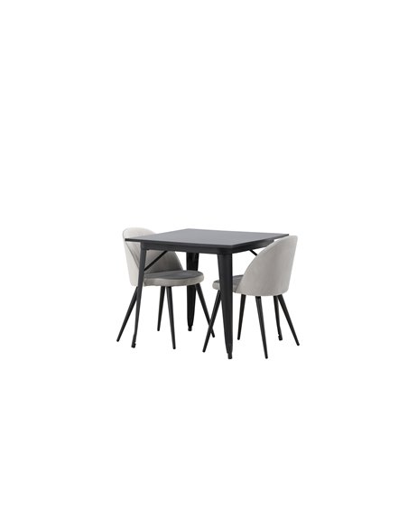 Matgrupp Tempe med Velvet matstolar, 80 × 80 cm