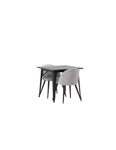 Matgrupp Tempe med Velvet matstolar, 80 × 80 cm