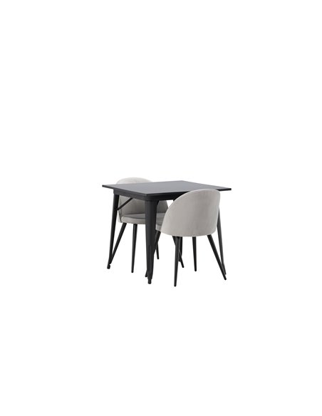 Matgrupp Tempe med Velvet matstolar, 80 × 80 cm