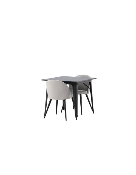 Matgrupp Tempe med Velvet matstolar, 80 × 80 cm
