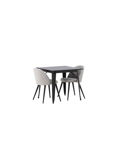 Matgrupp Tempe med Velvet matstolar, 80 × 80 cm
