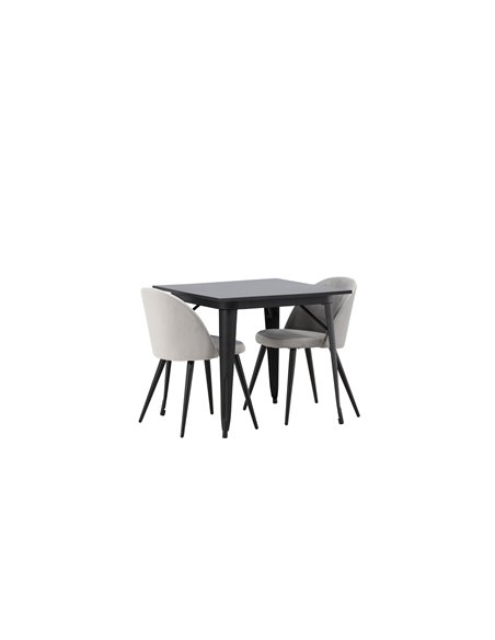 Matgrupp Tempe med Velvet matstolar, 80 × 80 cm