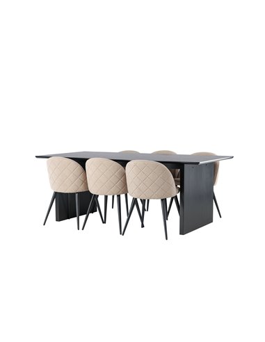 Matgrupp Vail med Velvet matstolar, 200 × 100 cm