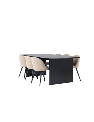 Matgrupp Vail med Velvet matstolar, 200 × 100 cm