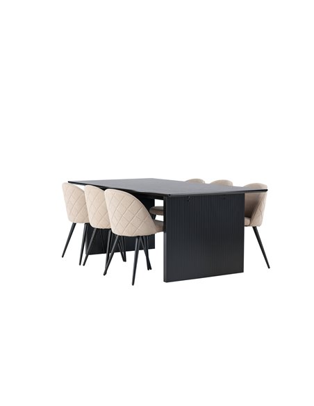 Matgrupp Vail med Velvet matstolar, 200 × 100 cm