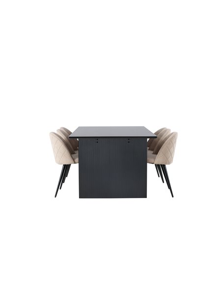 Matgrupp Vail med Velvet matstolar, 200 × 100 cm