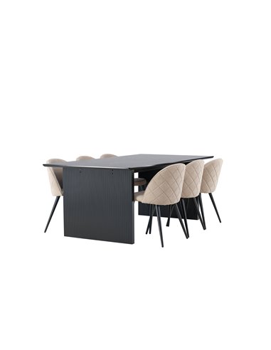 Matgrupp Vail med Velvet matstolar, 200 × 100 cm