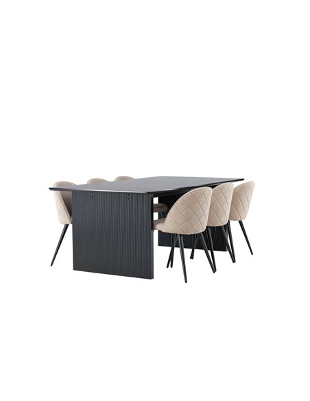 Matgrupp Vail med Velvet matstolar, 200 × 100 cm